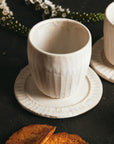 stoneware white cup and plate