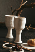 Tall stoneware cups in matte white