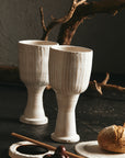 Tall stoneware cups in matte white